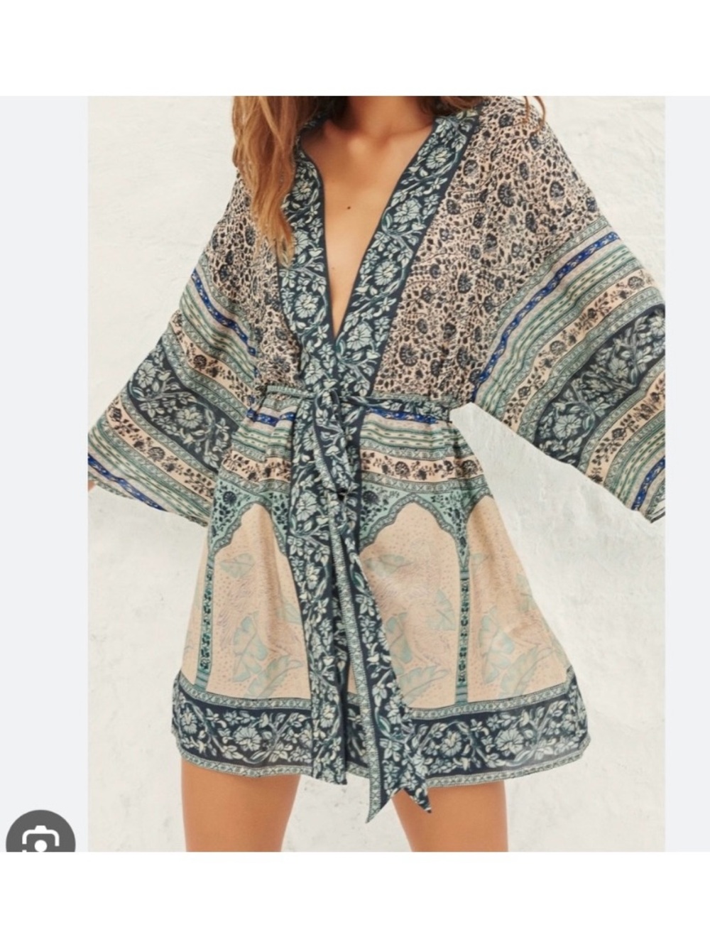 Ba&sh Toan Kimono In Green Watercolor